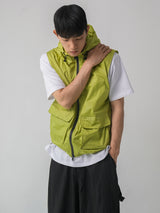 アウトポケットナイロンフードベスト / Out pocket nylon hood vest 4color