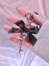 Black Ribbon Heart Key Keyring