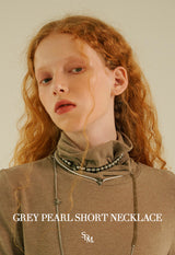 GREY PEARL SHORT NECKLACE (6661871075446)