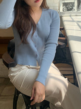 Milk Soft V neck Ribbed Cardigan