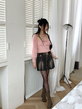 Poltz y2k pleated mini denim skirt
