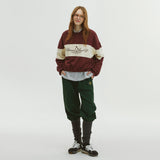 COLOR BLOCK COLLAR SWEATSHIRT_BURGUNDY