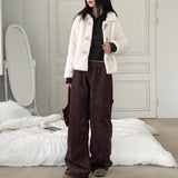 Kanji Pocket Corduroy Banding Long Wide Pants