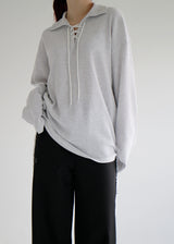 ワッフルアイレットカラーTシャツ/Waffle Eyelet Collar T-shirt (2color)