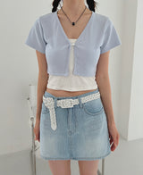 ワンボタンショートスリーブTシャツ/One Button Short Sleeve T-shirt (5color)