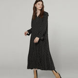 Elly pleated dress - Black dot (6671622635638)