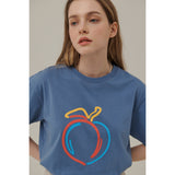 リラックスフィットピーチプリントTシャツ / RELAXED FIT PEACH PRINT T-SHIRT_BLUE