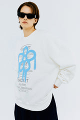 チケットマシンフラワータイポスウェットシャツ/THICKET MACHINE FLOWER SWEATSHIRT-WHITE
