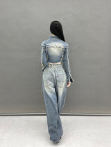 ジェンダメージクロップデニムジャケット/[High quality] 791. Jen damage crop denim jk