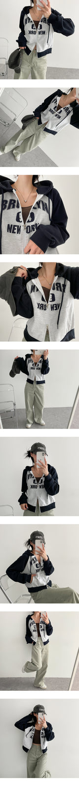 Raffy-Two-Way Color Raglan Hood Zip-Up