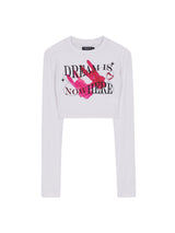 ドリームイズノーウェアクロップTシャツ/DREAM IS NOWHERE LS CROP T-SHIRT WHITE