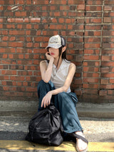 プリーツデイリーナイロンストリングポケットバックパック/Pleated Daily Nylon String Pocket Backpack