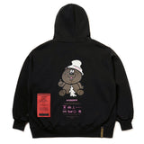 22トイオーバーサイズヘビースウェットフーディー/22 TOY OVERSIZED HEAVY SWEAT HOODIE BLACK / WHITE IVORY