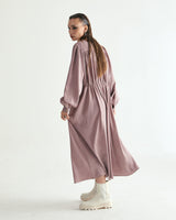 V-NECK CREASE SHIRRING ONEPIECE - INDI PINK (6635995889782)