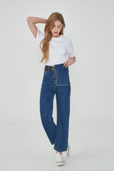 ストレートフィットウエストカバードデニムパンツ / STRAIGHT FIT WAIST COVERED DENIM PANTS [6872]