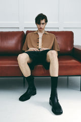 BUTTON UP HALF SLEEVE PIQUE CARDIGAN BROWN (6566843056246)