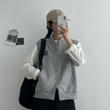 Time Embroidery Two-Way Vest Zip-Up