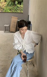 レースアップブラウス /  laceup white blouse