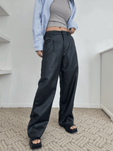 レザーストレートトラウザーズ / leather straight trousers