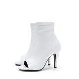 Open Toe Slim Ankle Heel(Glossy White)