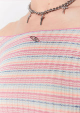 smooth off shoulder top - pink stripe