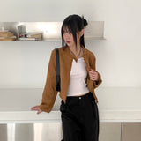 Rilch Zipper Biker Suede Cropped Jacket