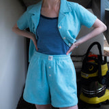 フラワーテリーハーフパンツ / FLOWER TERRY HALF PANTS_BLUE