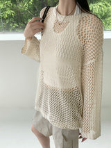 夏星パンチングネット長袖ニット/Pikadi Summer Star Punching Net Long Sleeve Knitwear