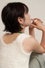 green onyx ball earring