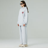 (フリース VER)ハートプリンティングパーカー/(FLEECE VER) HEART PRINTING HOODIE-WHITE MELANGE
