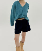 Vネックブラッシュアルパカニット/V-neck brush alpaca knit (2color)