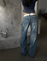 Pintuck Coloring Low Rise Wide Jeans