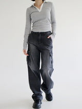 セニティーカーゴパンツ / no.5184 Senity Cargo Pants - Black denim