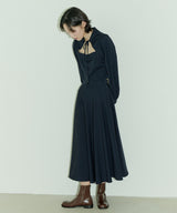 HIGH WAIST FLARE MAXI SKIRT - NAVY (6689408450678)