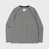 STRIPE RAGLAN LOGO LONG SLEEVE (BLACK) (6603659444342)