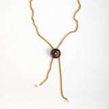 ボタンポイントボーロタイチェーンネックレス/Button point bolo tie chain necklace (Wine)