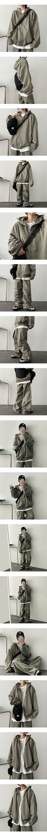 [Set-up possible!] Liza solid high neck windbreaker hoodie