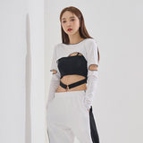 アンフットスリットクロップTシャツ/Unfooted Slit Crop Tee(9189)