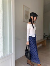 Kimo y2k retro check long skirt