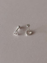 [92.5silver] dot heart piercing (2size)