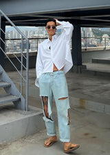 レイストライプクロップシャツ / Ray Stripe Crop Shirt 2COLOR
