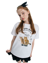 キャットベーカリーTシャツ / 0 1 cat bakery t-shirt - WHITE
