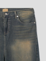 Slash cargo denim pants 2color