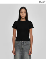 [B-BASIC] Round Neck Slim Brushed Short Sleeve Tee