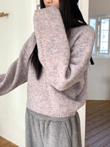 [Wool 10]ポニョマルチミックスラウンド長袖ニット
