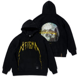 20 SKULL OVERSIZED HEAVY SWEAT HOODIE ORANGE / BLACK (4626269012086)