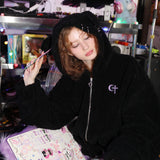 パンクベアフリースジャケット / 0 1 punk bear fleece jacket - BLACK