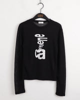 フェインレターリングシースルーリネンロングスリーブTシャツ
