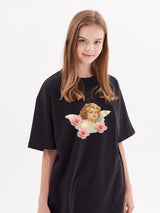 ベイビーエンジェルプリントワイド半袖Tシャツ / baby angel print wide short sleeve t-shirt (4534298443894)