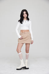 mii リブ LS クロップTシャツ / ストラップタンクトップ / mii RIBBED LS CROP T-SHIRT WHITE